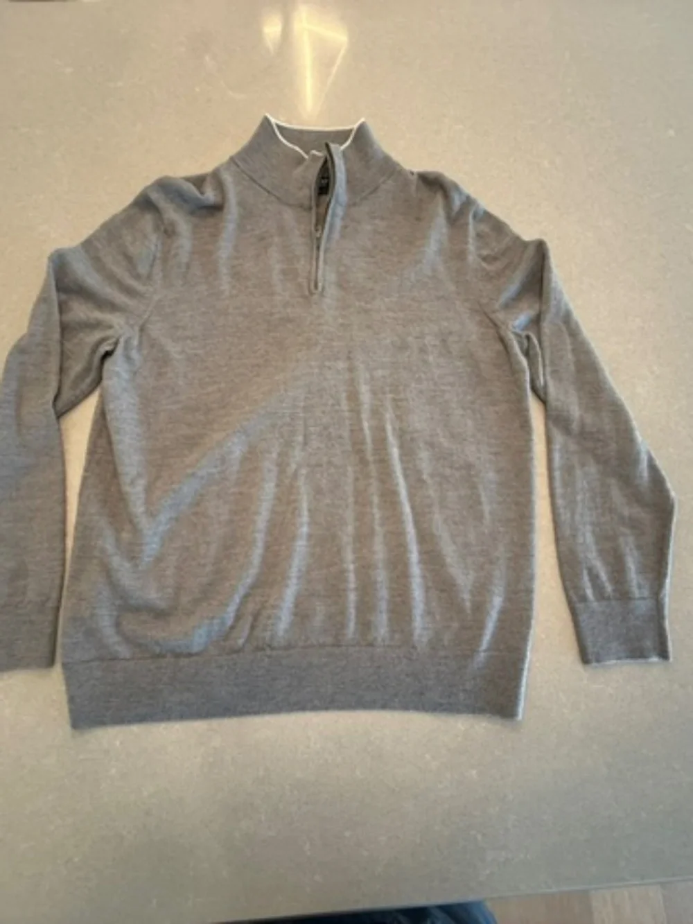 BANANA REPUBLIC Sweater Men's Fine Italian Merino Wool 1/4 Zip Pullover Gray XL